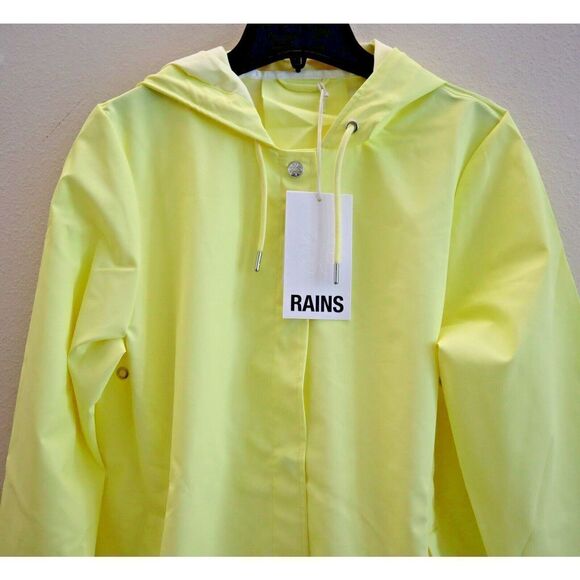 RAINS 18050 Women's Sz Small Straw Yellow A-Line Hooded Rain Coat Jacket $140 - Picture 8 of 8